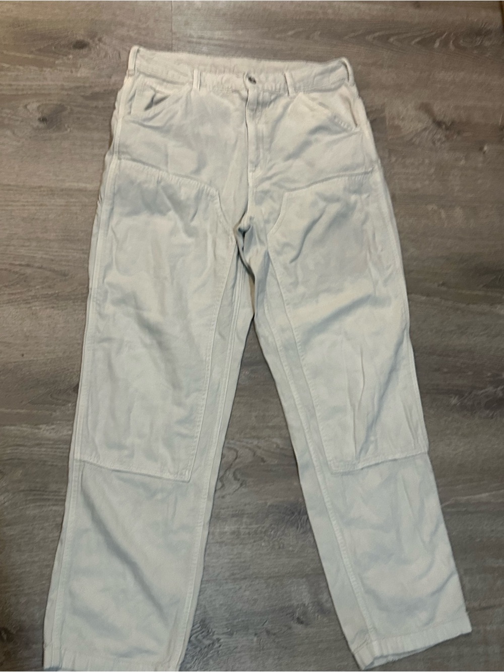 Uniqlo Women’s White Cargo Pants Size L Utility Pocket Straight Leg